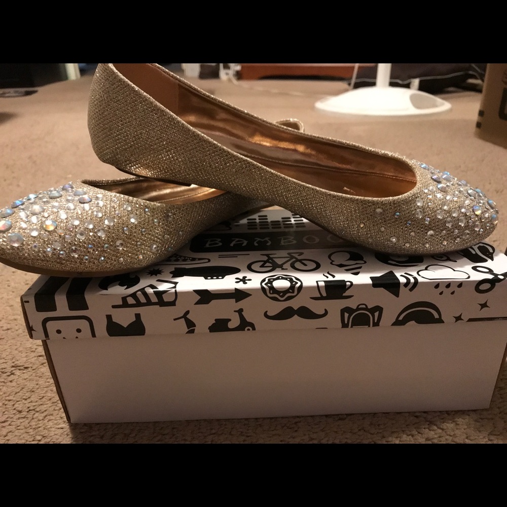 Bamboo Rose Gold Glitter Flats
